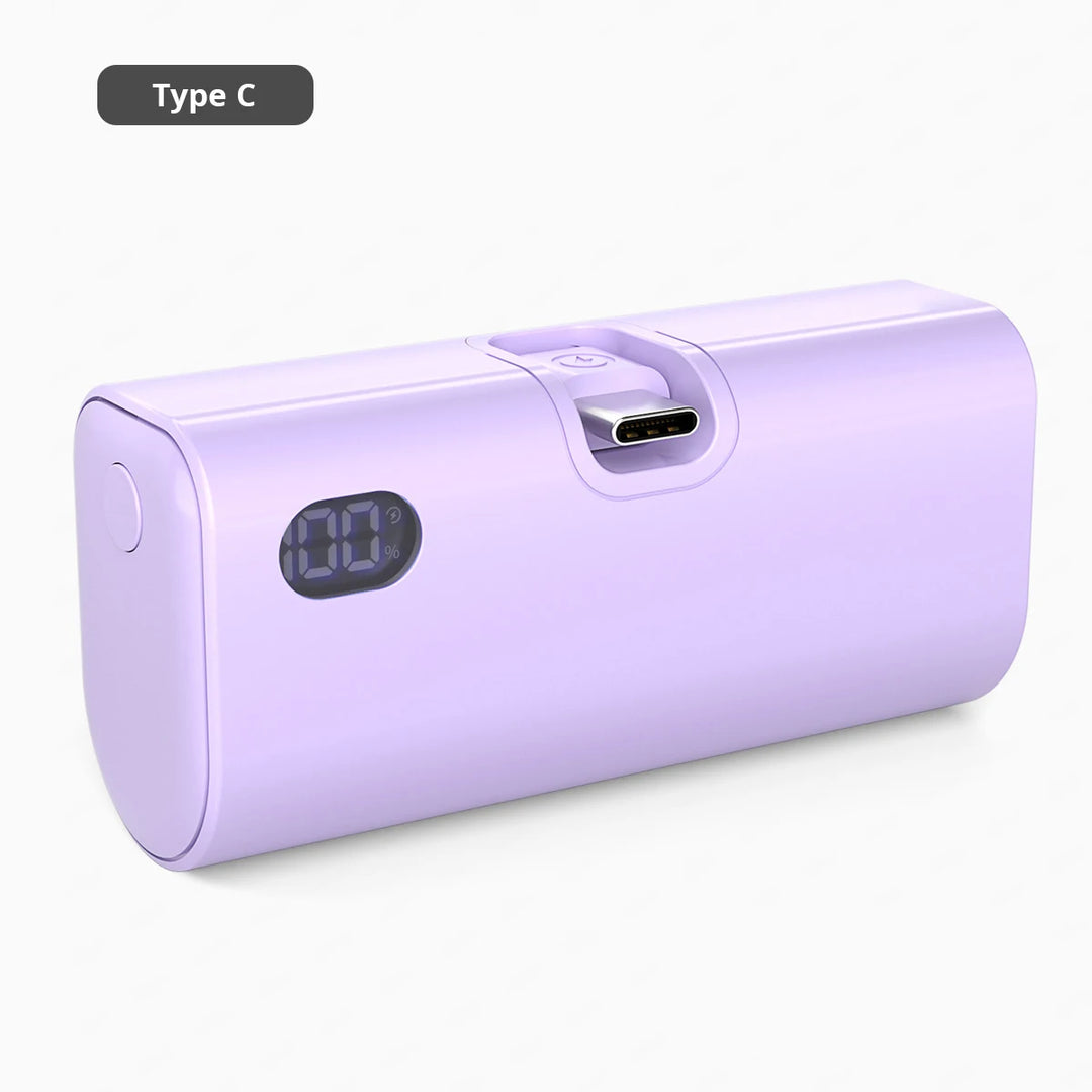 Liboer Batterie Externe Pliable Charge Rapide | 5000mAh USB-C ou Lightning Écran LED