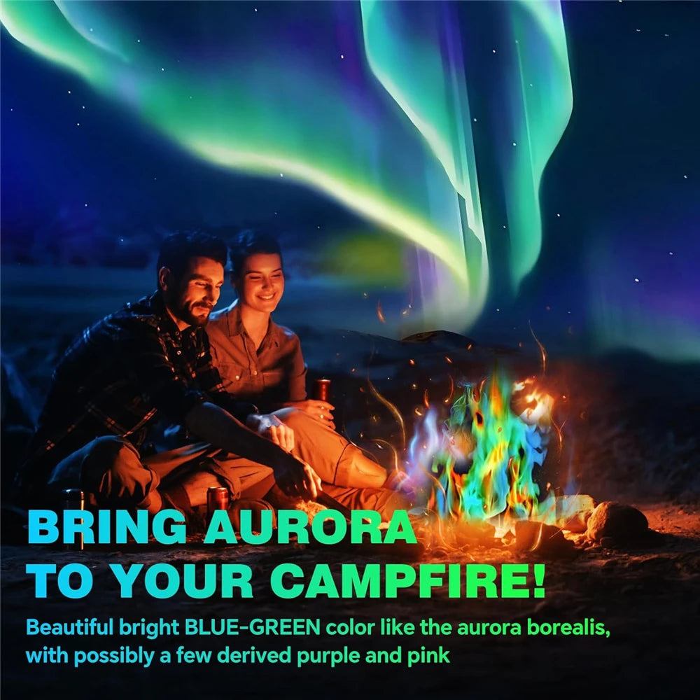 GlowFlame Poudre Changeante de Couleur pour Feu | Lot de 5 Sachets Sûrs & Inodores