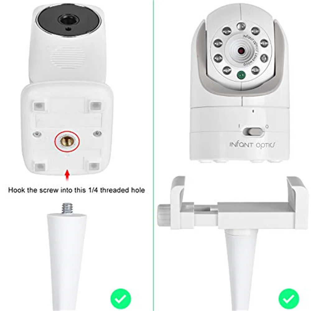 Suporte para Câmara Babyphone | Suporte Universal Flexível para Berço 360° Ajustável Branco