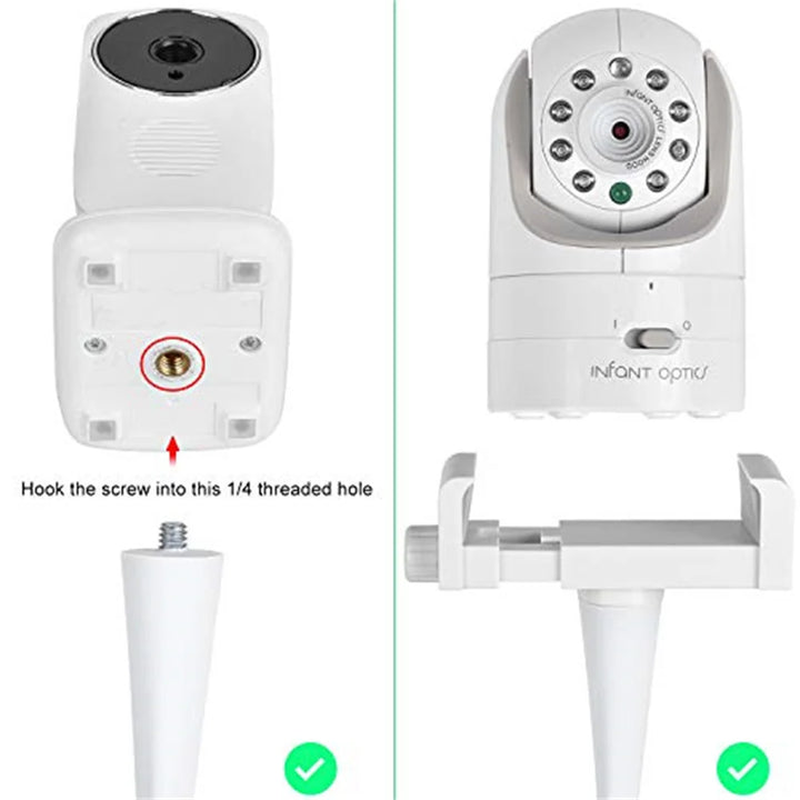 Suporte para Câmara Babyphone | Suporte Universal Flexível para Berço 360° Ajustável Branco