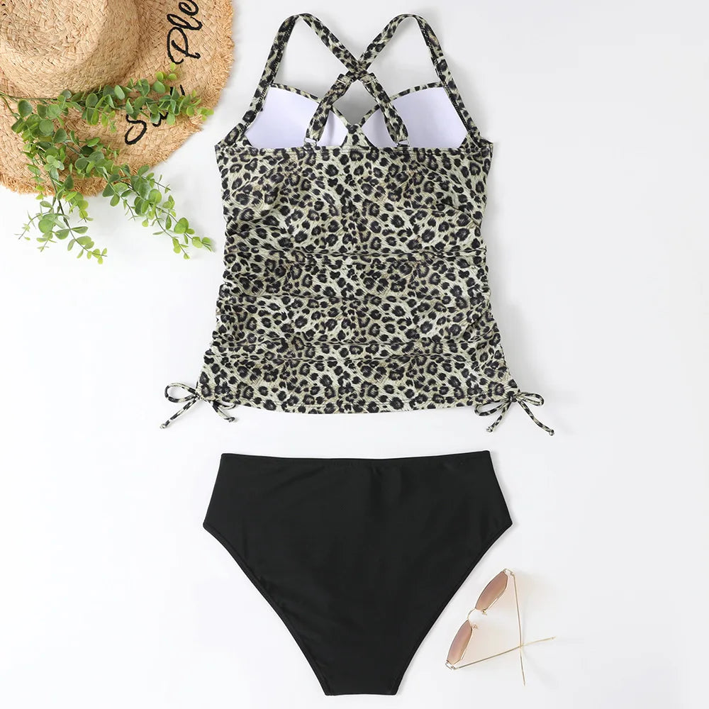 Maud Ensemble Tankini Rayé avec Short | Maillot Flatteur et Confortable