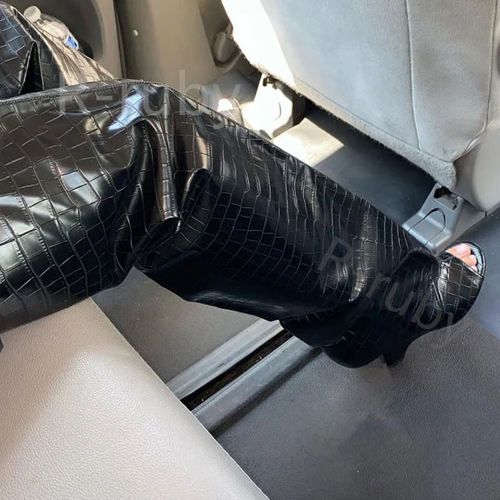 Peep Toe Bottes genou pour femmes | Bottes élégantes en daim talon compensé pour la fête & le mariage 2025