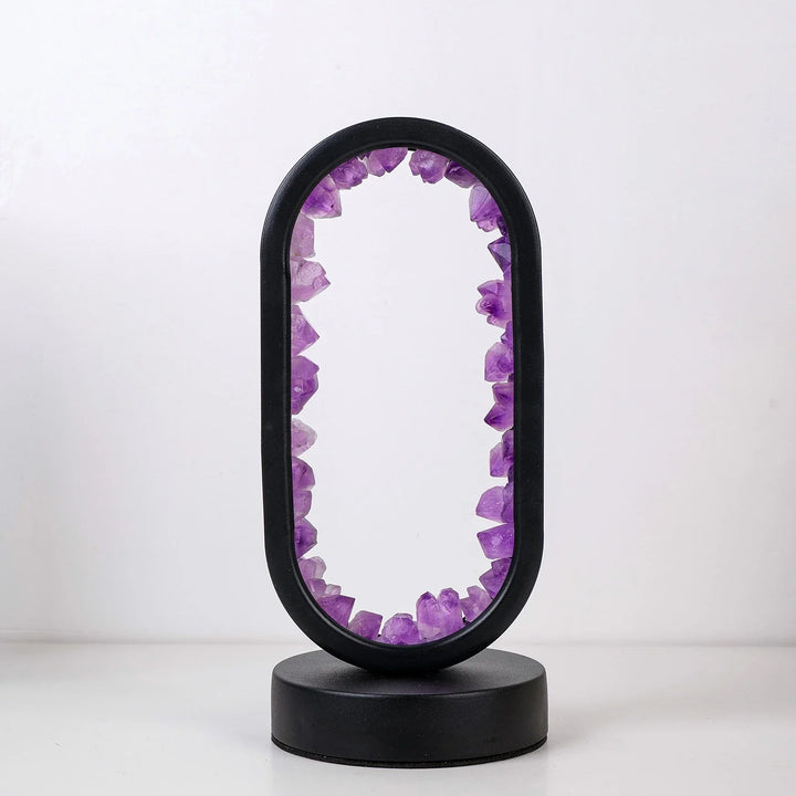 Lâmpada em Ametista Natural AuraStone | Luz Calmante em Cristal para Relaxamento & Decoração