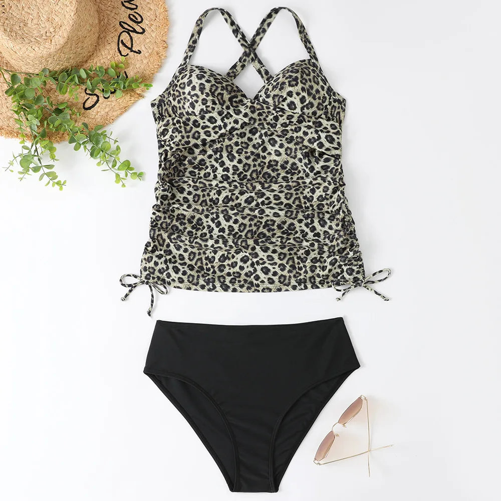 Maud Ensemble Tankini Rayé avec Short | Maillot Flatteur et Confortable