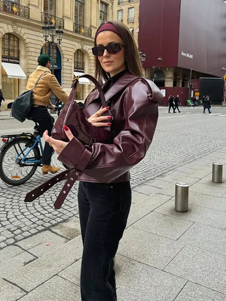 Giacca corta in pelle da donna | Perfetta per l'autunno e l'inverno