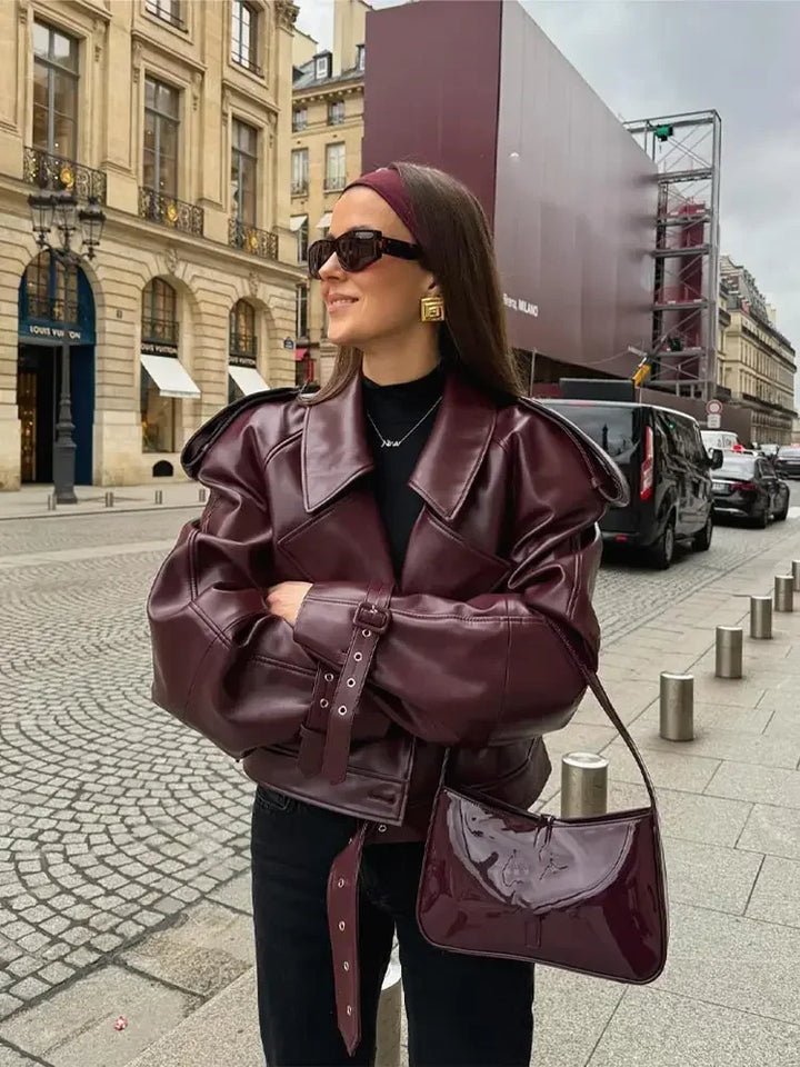 Giacca corta in pelle da donna | Perfetta per l'autunno e l'inverno
