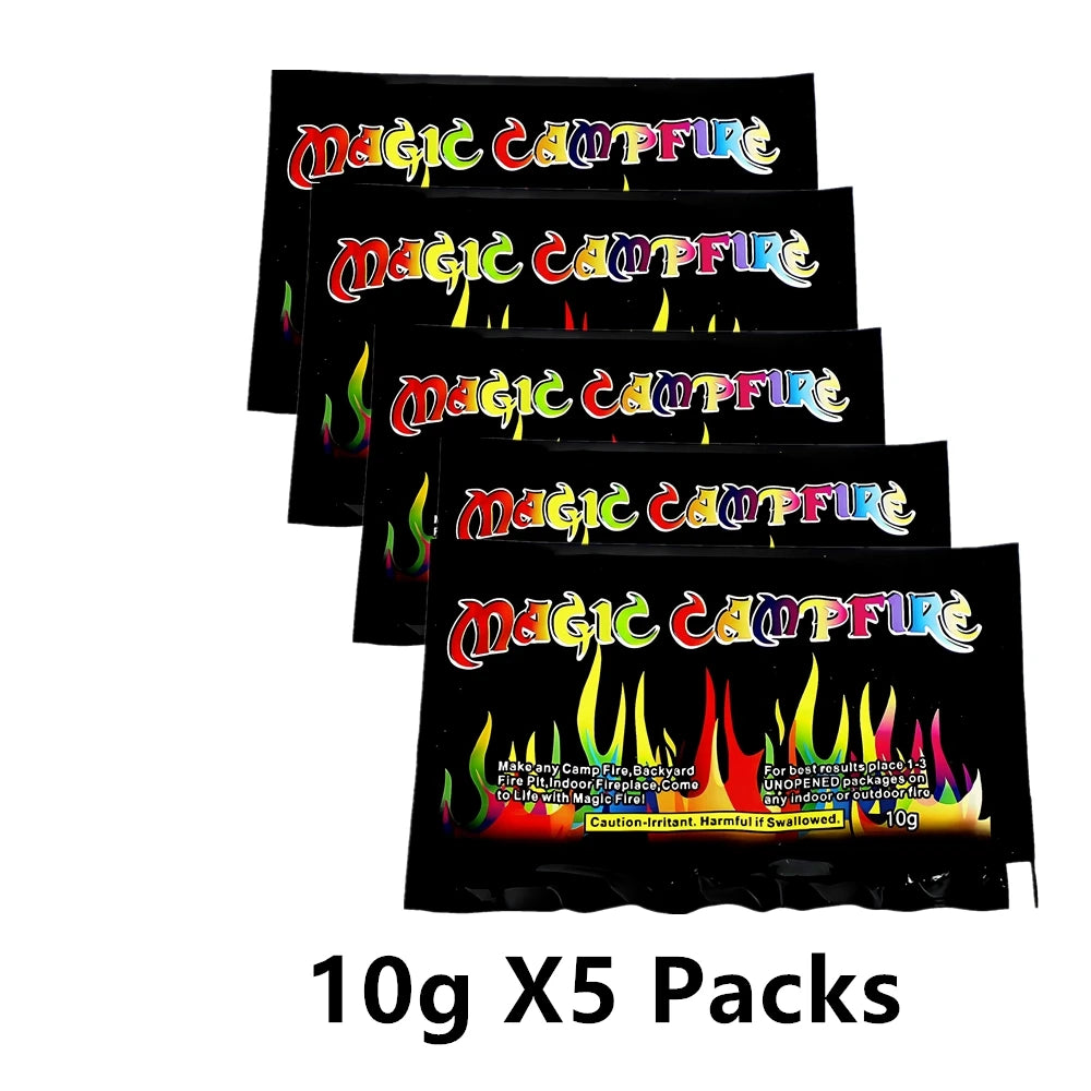 GlowFlame Poudre Changeante de Couleur pour Feu | Lot de 5 Sachets Sûrs & Inodores