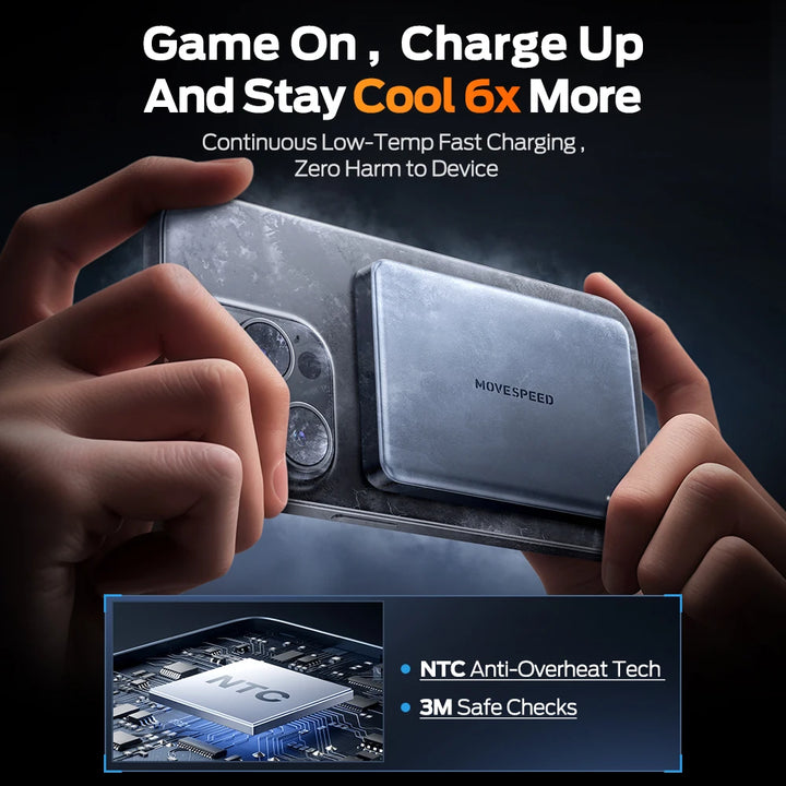 MOVESPEED S10 Batterie Externe Magnétique 10000mAh | Charge Rapide Sans Fil | Ultra-Fine et Portable
