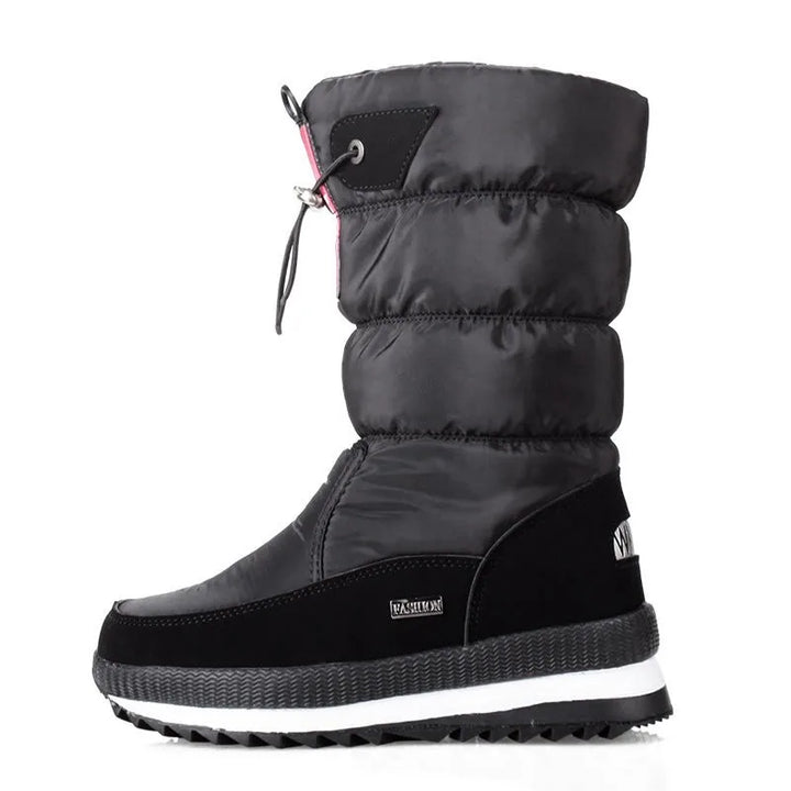 Bottes de neige femme | Bottes chaudes à mi-mollet imperméables avec plateforme et fourrure antidérapante