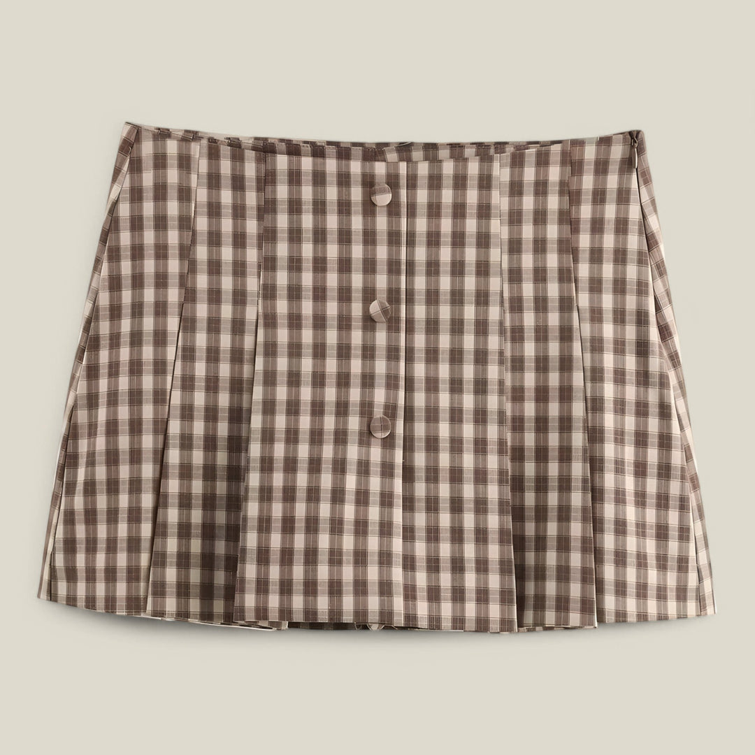Clea Ensemble 2 pièces avec mini-jupe écossaise | Style preppy-chic léger et féminin