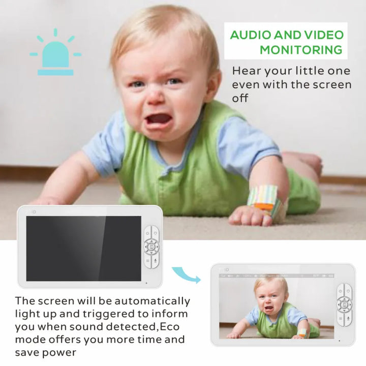 Moniteur Vidéo Bébé HD avec Écran 7" 1080p | Zoom 4x, Batterie 24h, Vision Nocturne, Sans WiFi Sécurisé