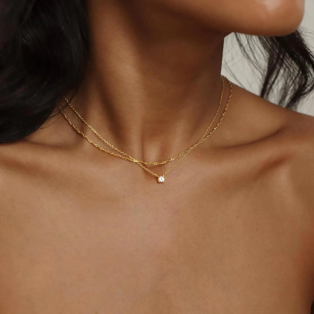 Collier Ras-du-Cou Diamant Plaqué Or / Argent pour Femme | Bijou Élégant Cadeau