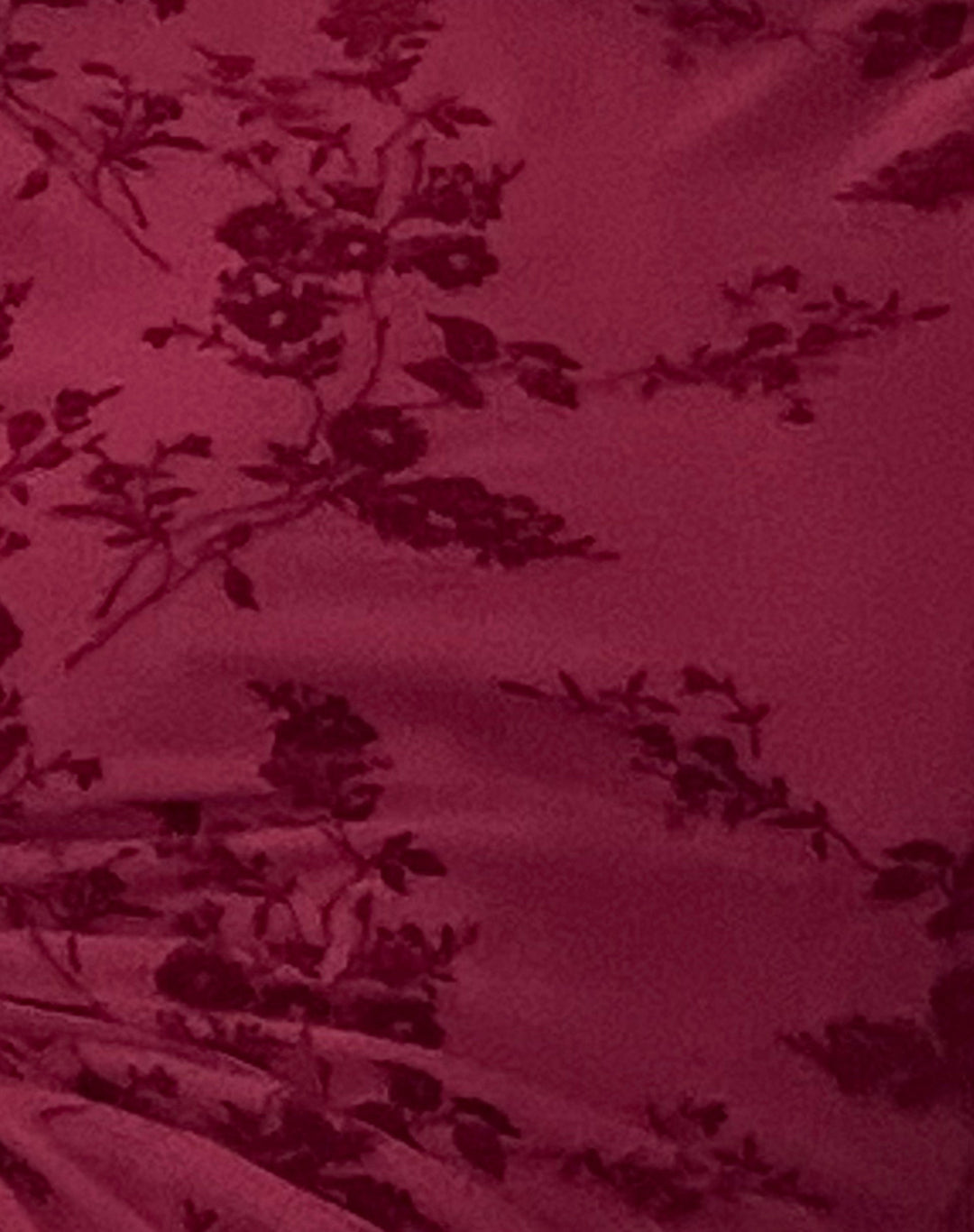 Mini abito a maniche lunghe color bordeaux Celine | Stampa floreale, maniche svasate