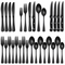 PureSet Set de Couverts 24 Pièces | Acier Inox Noir avec Couteaux à Steak
