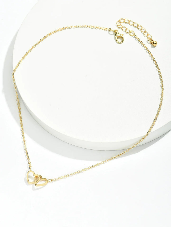 Nilda Collier avec pendentif double cœur | Bijoux romantiques pour femmes avec signification