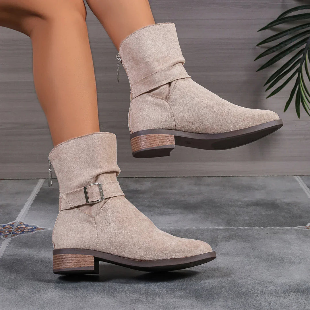 Stivaletti in pelle scamosciata beige da donna Celina | Eleganti e comodi per l'uso quotidiano 