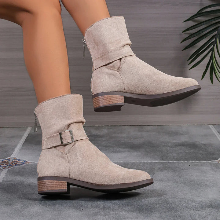 Stivaletti in pelle scamosciata beige da donna Celina | Eleganti e comodi per l'uso quotidiano 