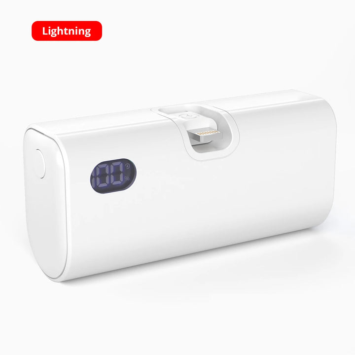 Liboer Batterie Externe Pliable Charge Rapide | 5000mAh USB-C ou Lightning Écran LED