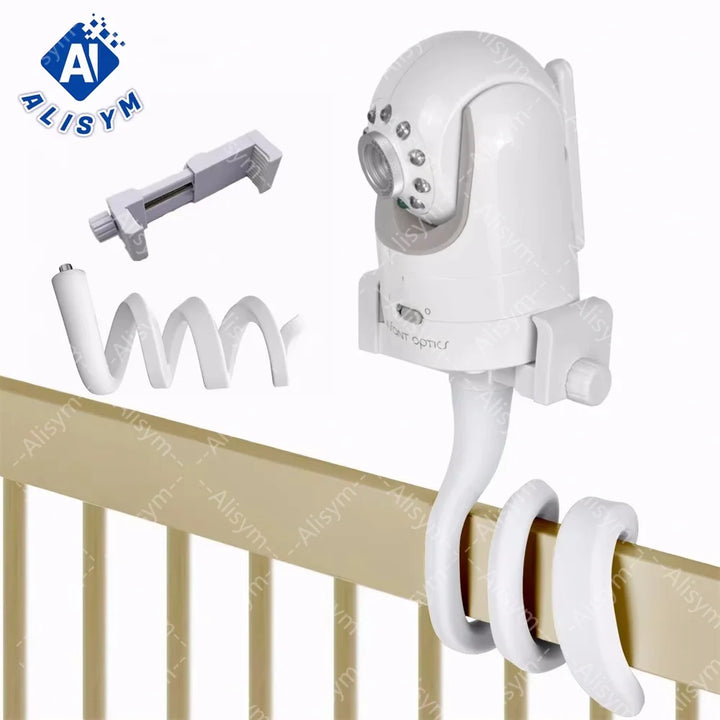 Suporte para Câmara Babyphone | Suporte Universal Flexível para Berço 360° Ajustável Branco