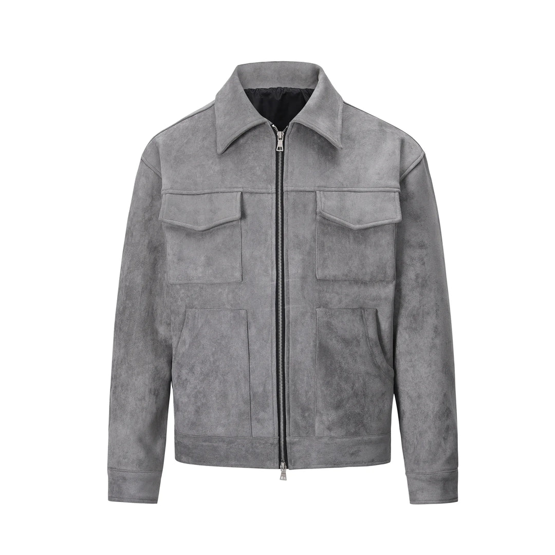 Veste Mi-Saison Homme – Look Suédé, Confortable avec Poches Fonctionnelles