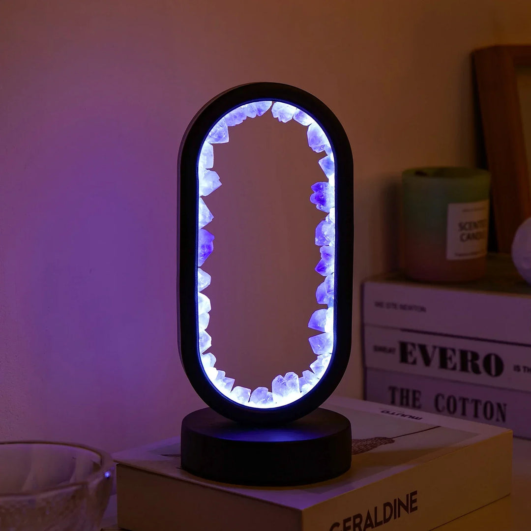 Lâmpada em Ametista Natural AuraStone | Luz Calmante em Cristal para Relaxamento & Decoração