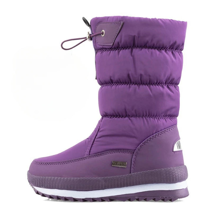 Bottes de neige femme | Bottes chaudes à mi-mollet imperméables avec plateforme et fourrure antidérapante