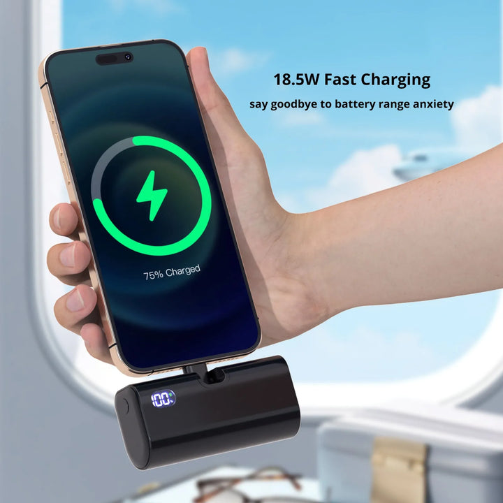 Liboer Batterie Externe Pliable Charge Rapide | 5000mAh USB-C ou Lightning Écran LED