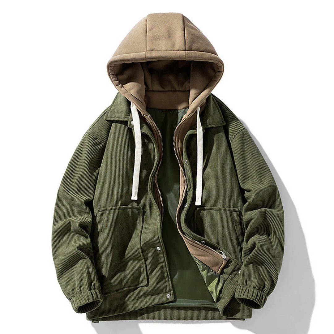 Giacca con cappuccio in velluto a coste da uomo | Elegante e funzionale con ampie tasche