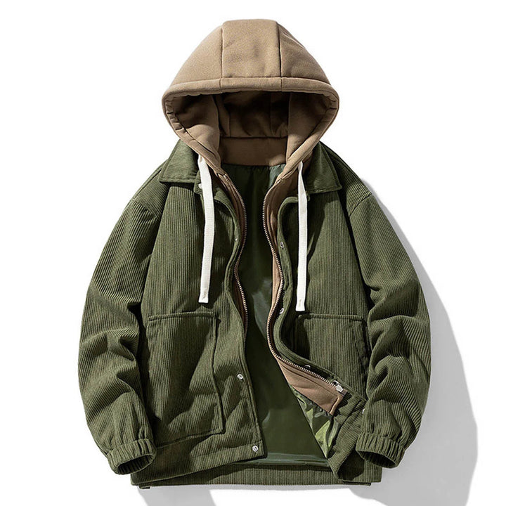 Giacca con cappuccio in velluto a coste da uomo | Elegante e funzionale con ampie tasche