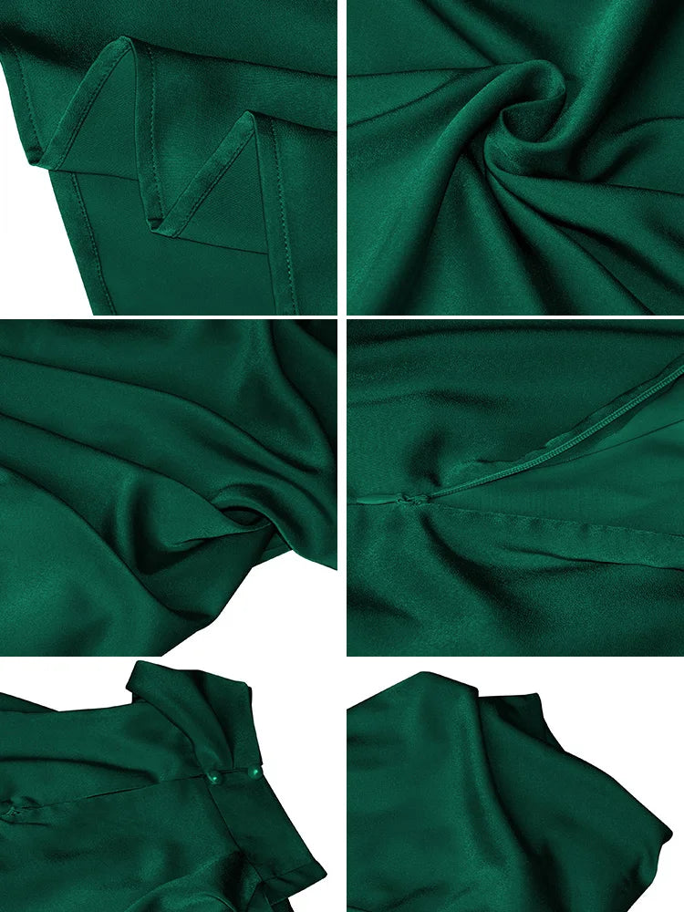 Robe Midi Élégante en Satin | Encolure Asymétrique & Silhouette Sublimée
