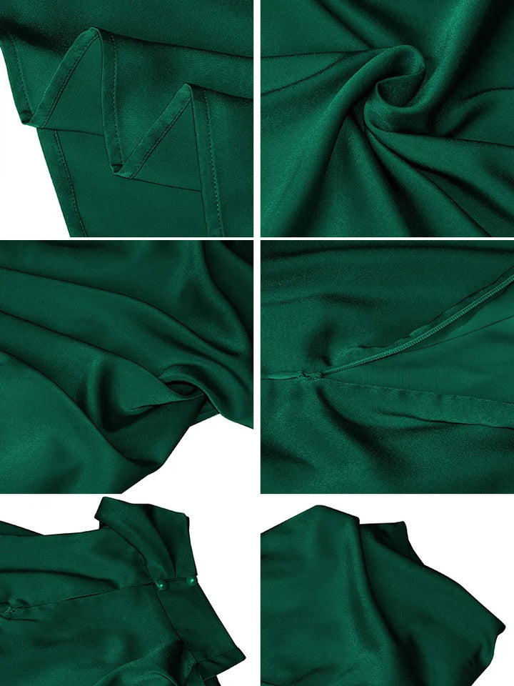 Robe Midi Élégante en Satin | Encolure Asymétrique & Silhouette Sublimée