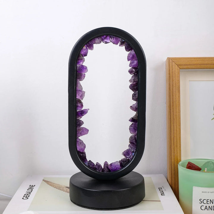 Lâmpada em Ametista Natural AuraStone | Luz Calmante em Cristal para Relaxamento & Decoração