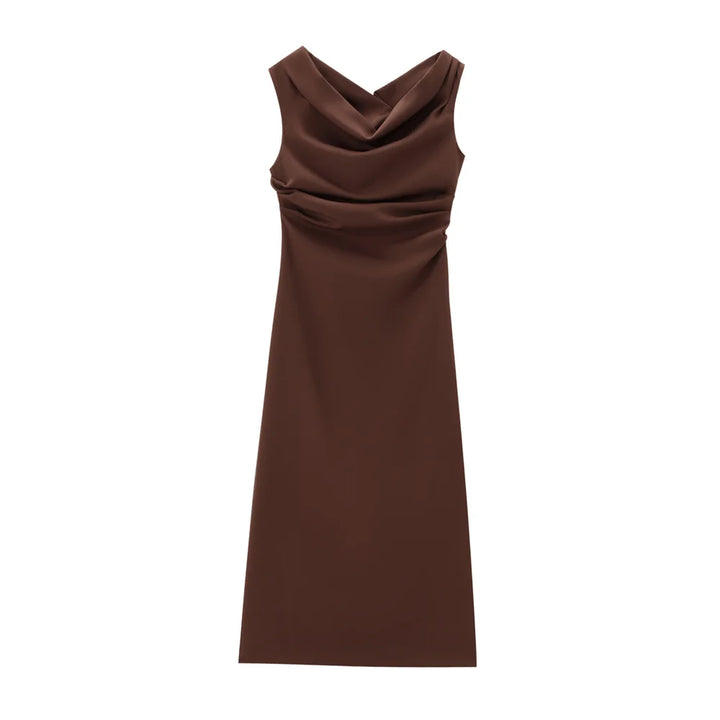 Jenell | Robe Longue Élégante à Coupe Slim, Col Off-Shoulder et Fente Arrière