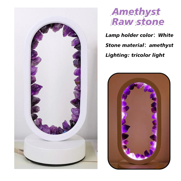 Lâmpada em Ametista Natural AuraStone | Luz Calmante em Cristal para Relaxamento & Decoração
