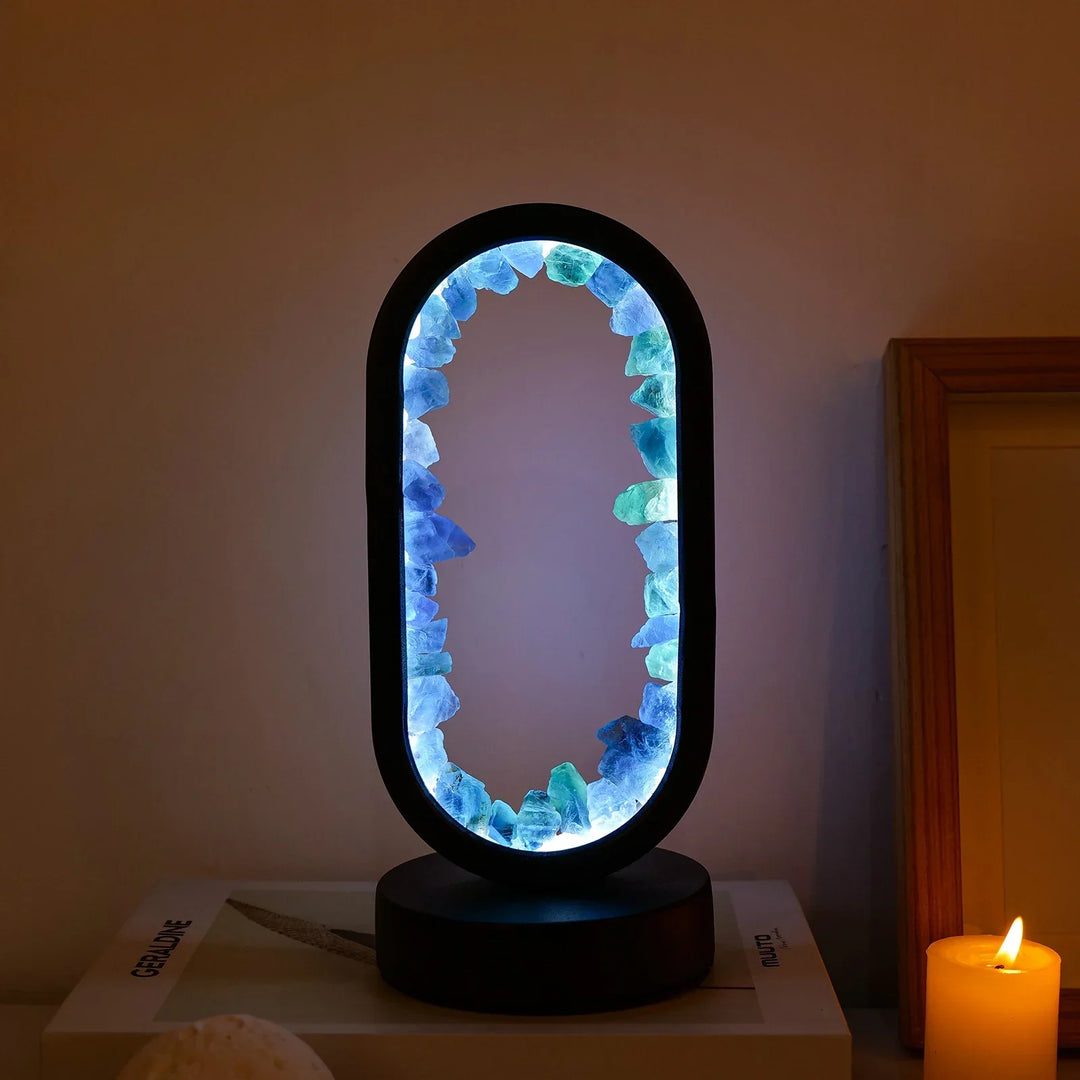 Lâmpada em Ametista Natural AuraStone | Luz Calmante em Cristal para Relaxamento & Decoração