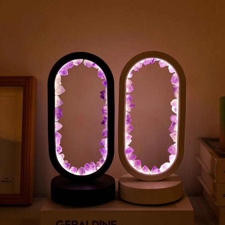 Lâmpada em Ametista Natural AuraStone | Luz Calmante em Cristal para Relaxamento & Decoração