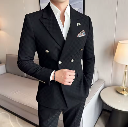 Costume croisé de luxe 2 pièces