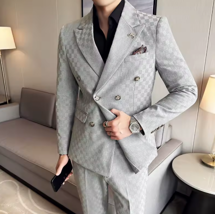Costume croisé de luxe 2 pièces