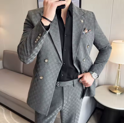Costume croisé de luxe 2 pièces