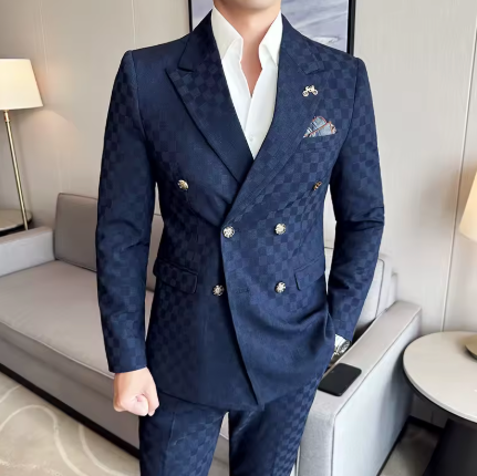 Costume croisé de luxe 2 pièces