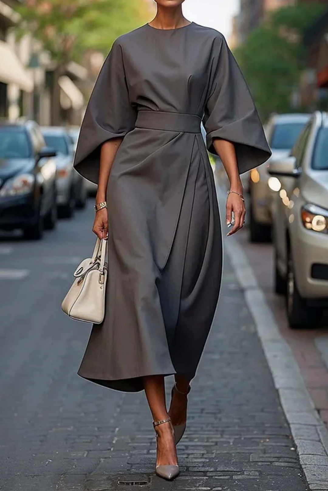 Abito con maniche a lanterna da donna Aurelia Grace | Elegante abito midi per occasioni speciali