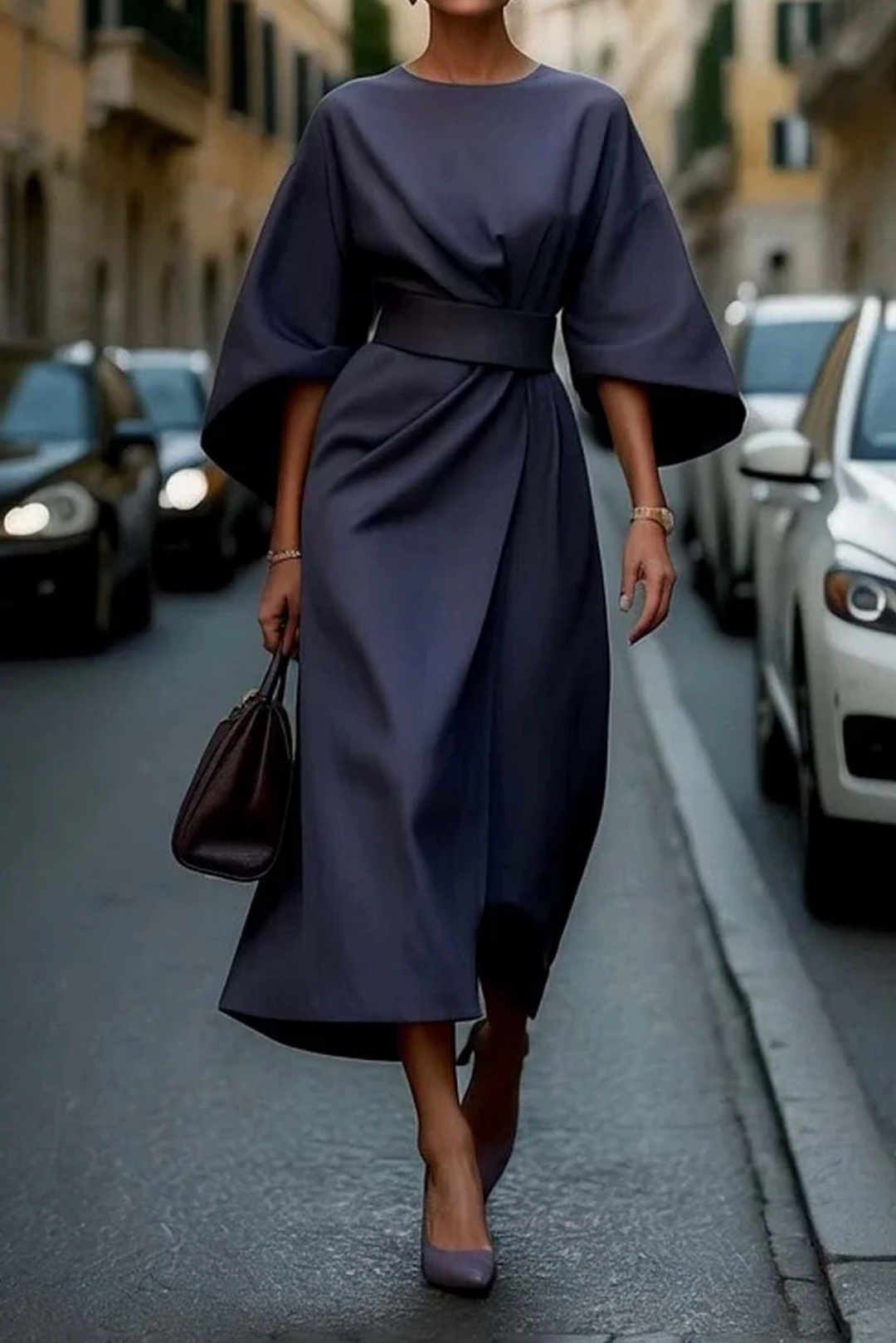 Abito con maniche a lanterna da donna Aurelia Grace | Elegante abito midi per occasioni speciali