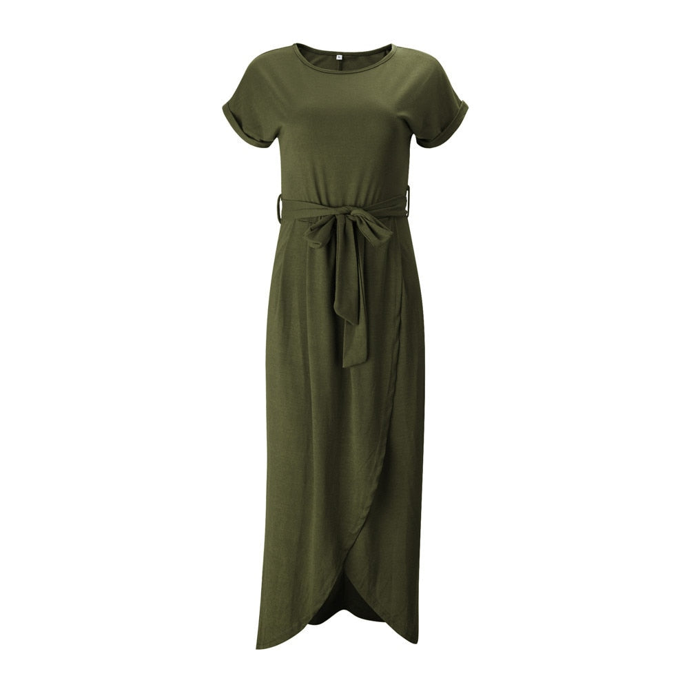 Nina Maxi Dress with Bow Detail & Split | Robe ample et aérée pour la plage et la fête