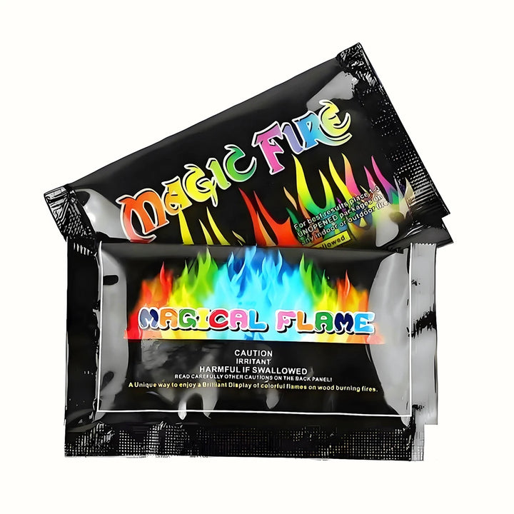 GlowFlame Poudre Changeante de Couleur pour Feu | Lot de 5 Sachets Sûrs & Inodores