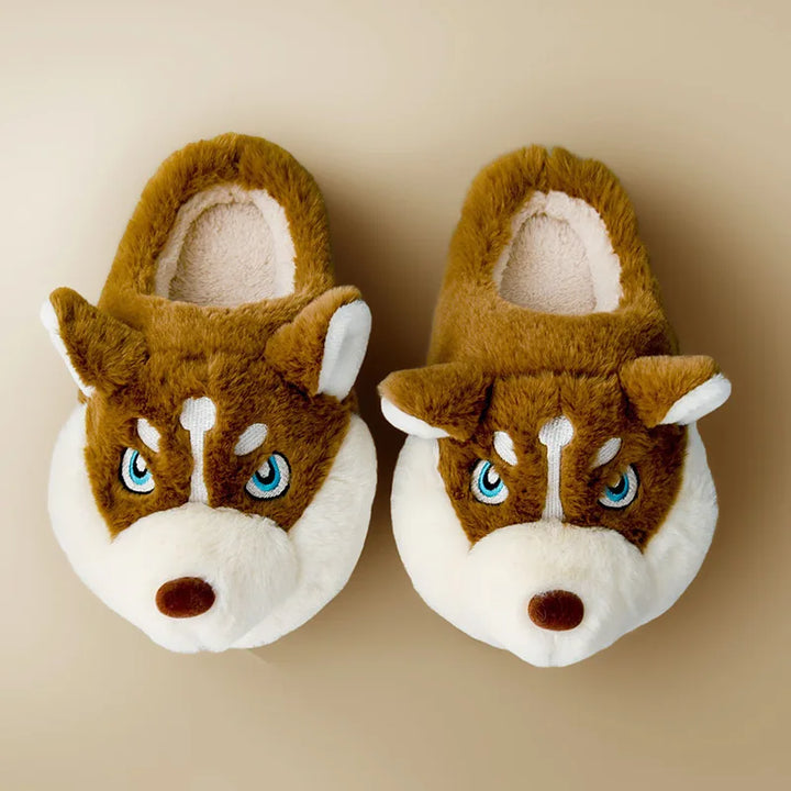 Pantofole Husky | pantofole in peluche confortevoli per l'interno