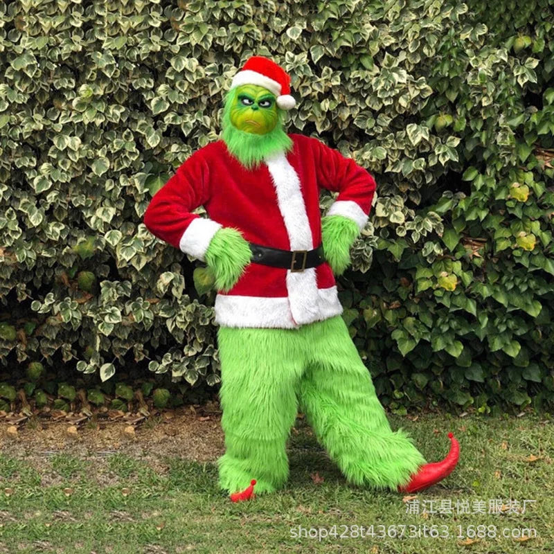 Costume de Noël Grinch | Déguisement réaliste avec masque, gants et chapeau