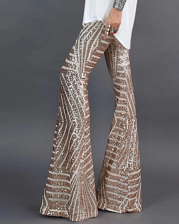 Pantalon Effet Caoutchouc Ramely avec Paillettes – Tendance et Audace Assurées