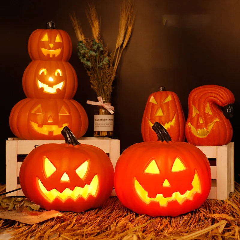 SpookyGlow Lampe Citrouille LED d’Halloween Empilée, Décoration Lumineuse Festive