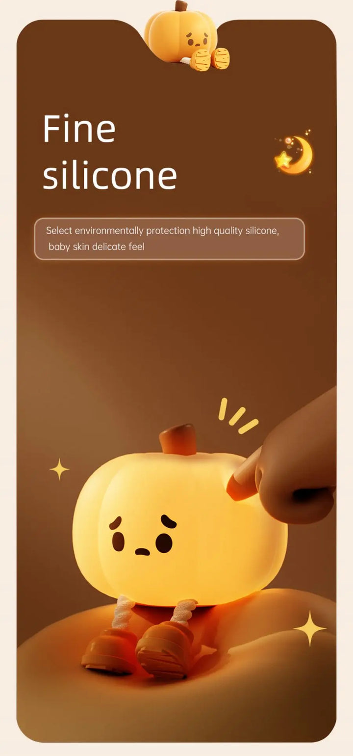 Lampe tactile CozyGlow Citrouille d’Halloween – Veilleuse en silicone douce et apaisante