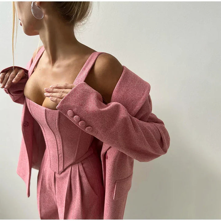 Tailleur-pantalon élégant | Top corset & blazer | Raffinement intemporel